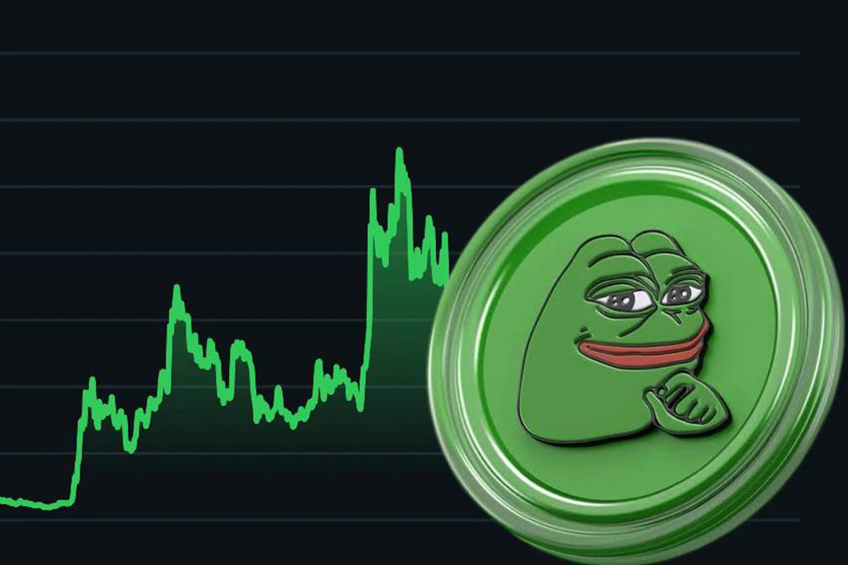 Pepe Coin ($PEPE) featuring a green 3D meme token over a glowing market trend graphPepe Coin ($PEPE) featuring a green 3D meme token over a glowing market trend graph